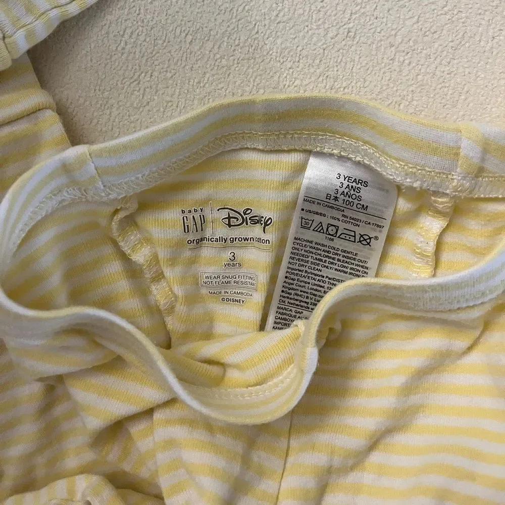 Gap × Disney Baby Organic Brushed Cotton Princess PJ Set- Belle size 3 years - Picture 5 of 6